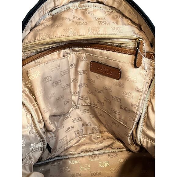 MICHAEL KORS Backpack Navy Nylon Saddle Saffiano Leather Strap Jet Set Bookbag - Picture 7 of 10